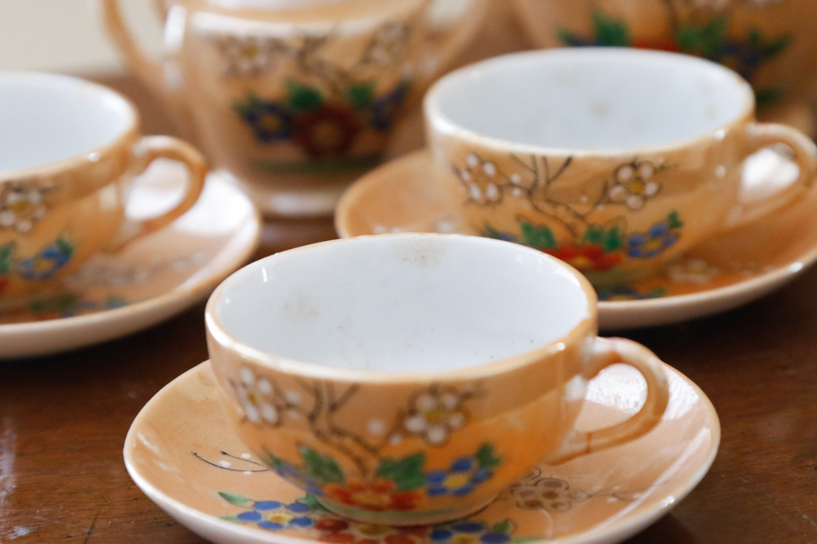 Occupied Japan Peach Lusterware Child's Tea Set