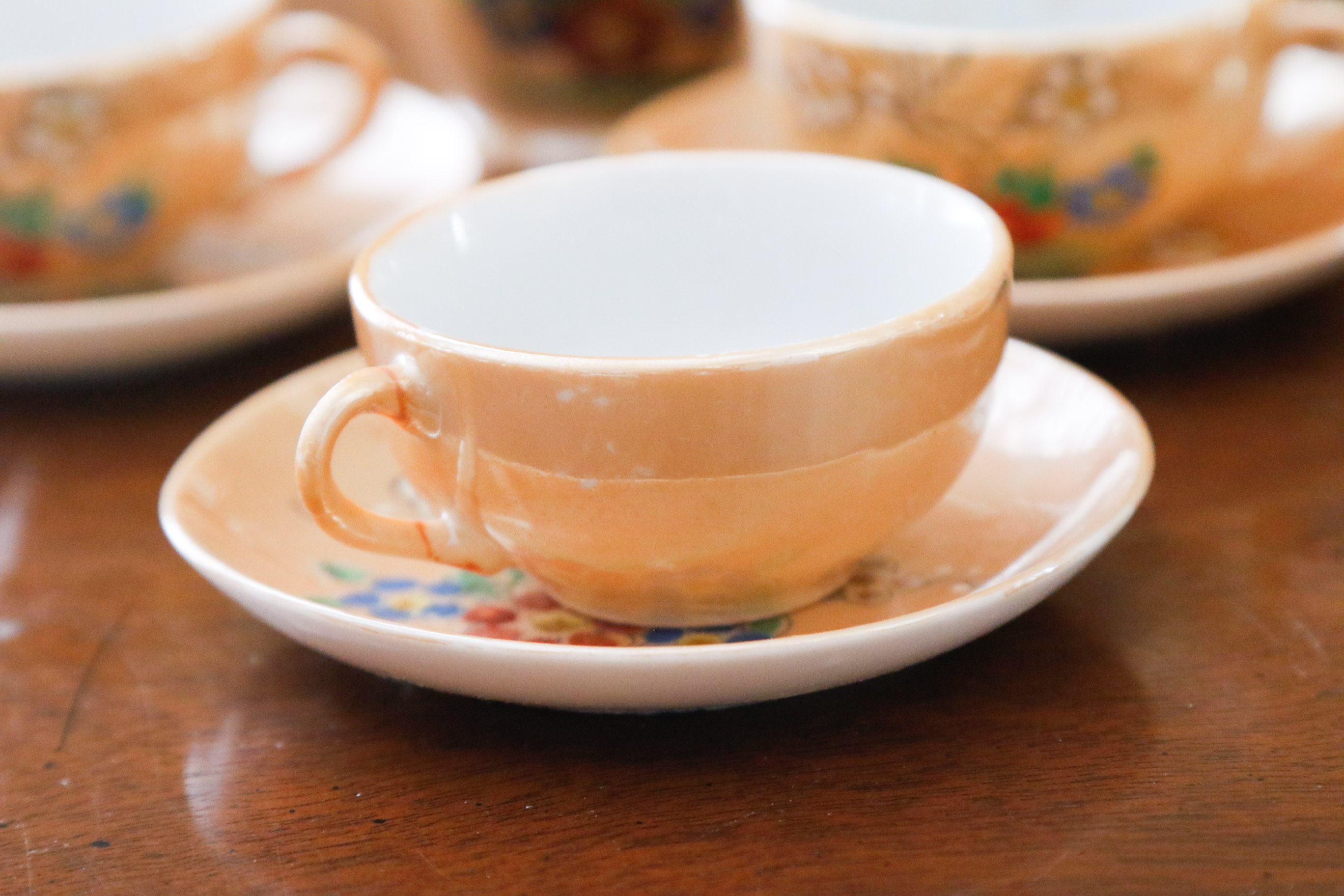 Occupied Japan Peach Lusterware Child's Tea Set