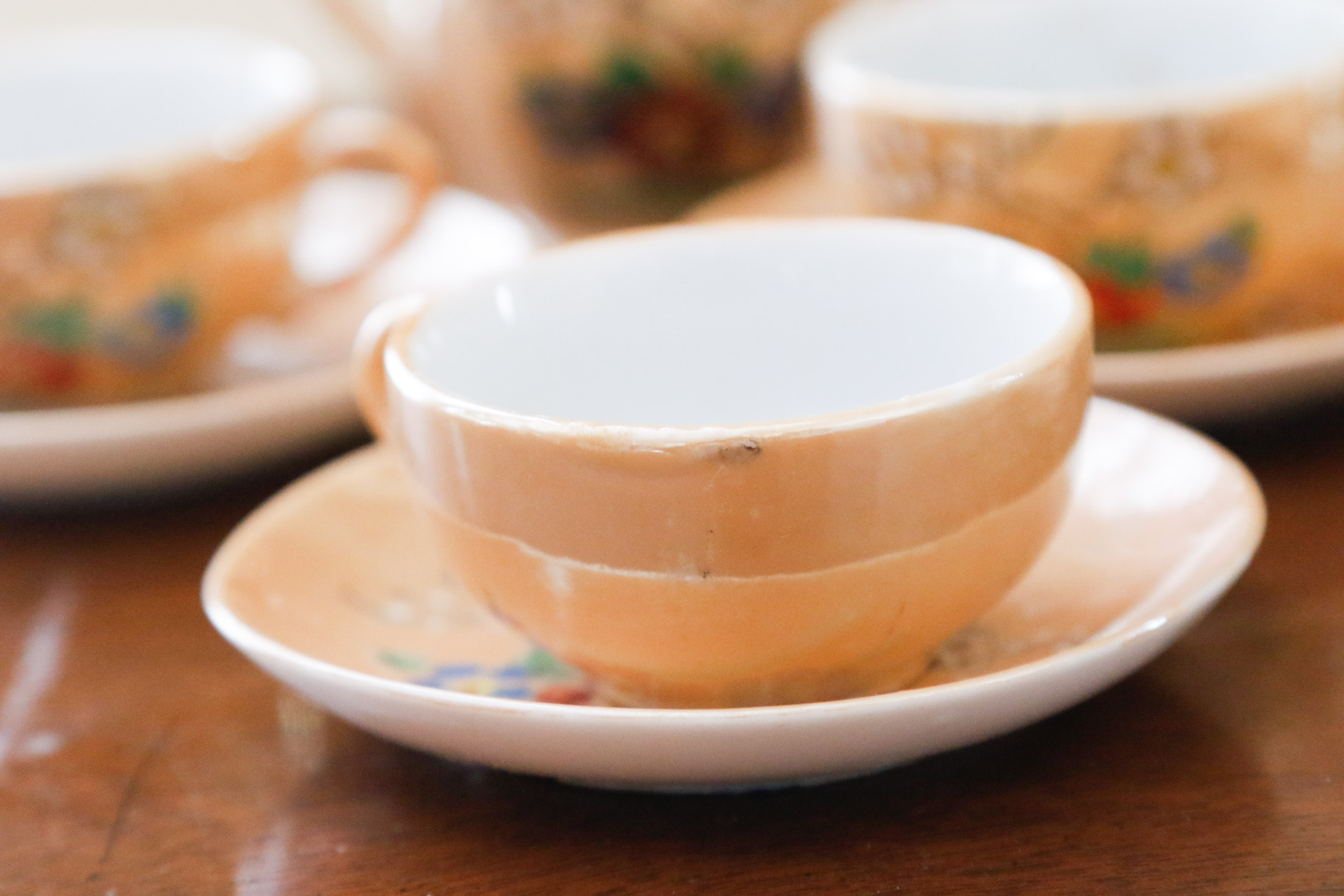 Occupied Japan Peach Lusterware Child's Tea Set