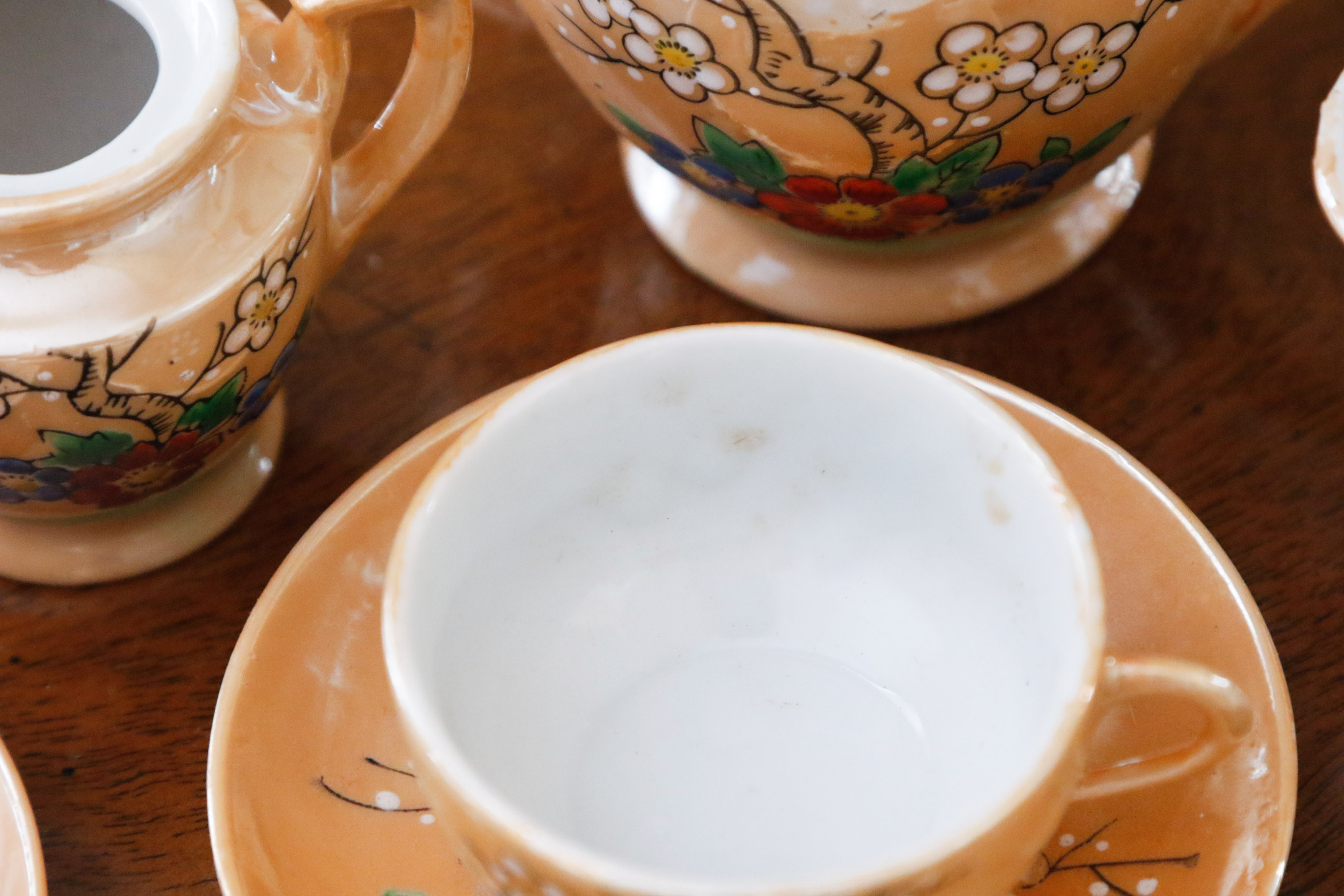 Occupied Japan Peach Lusterware Child's Tea Set