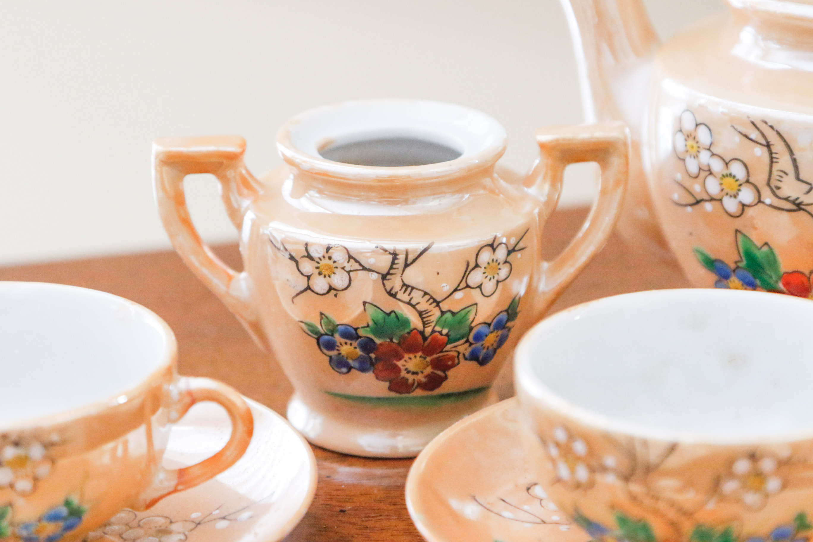 Occupied Japan Peach Lusterware Child's Tea Set