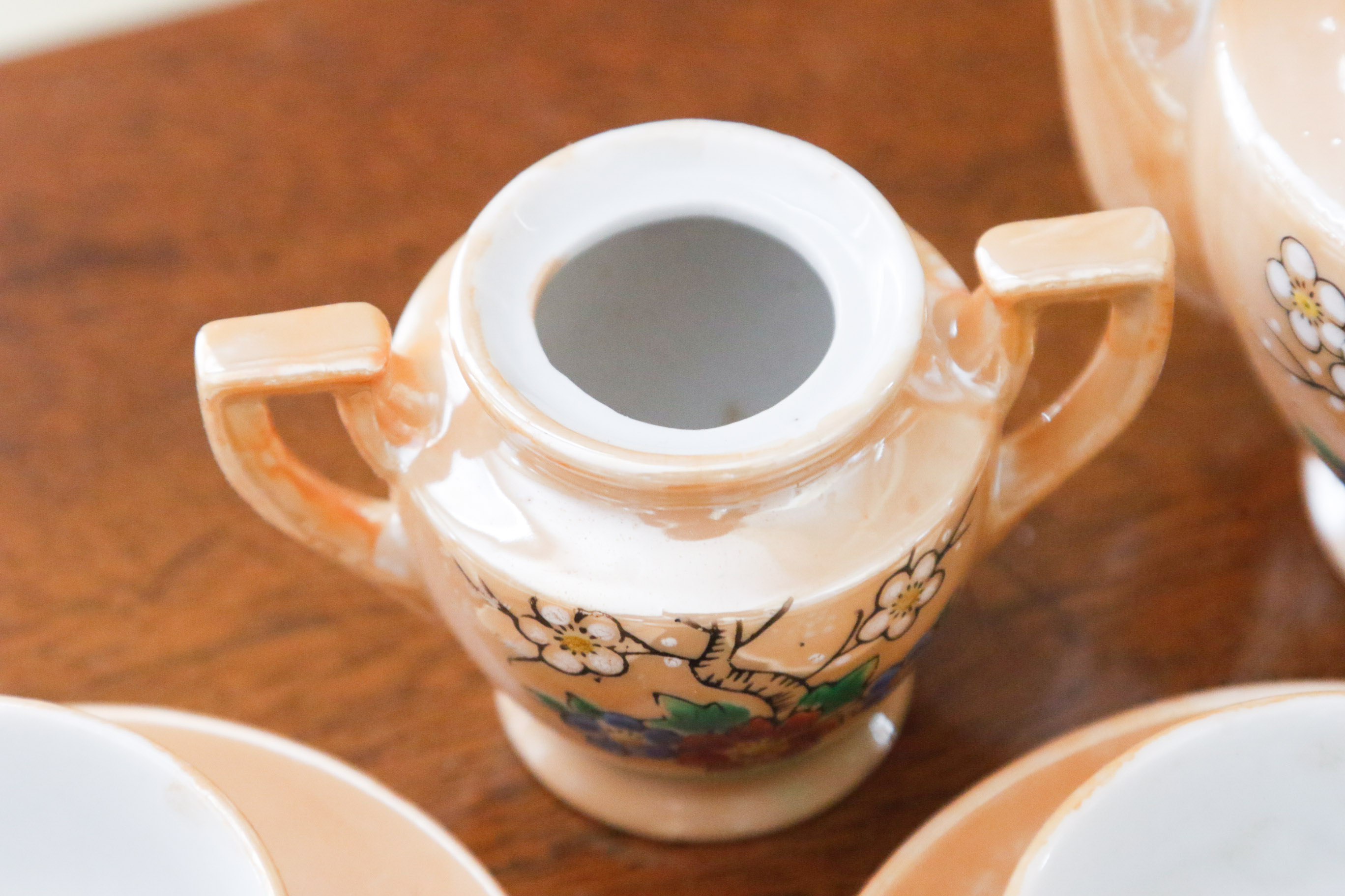 Occupied Japan Peach Lusterware Child's Tea Set