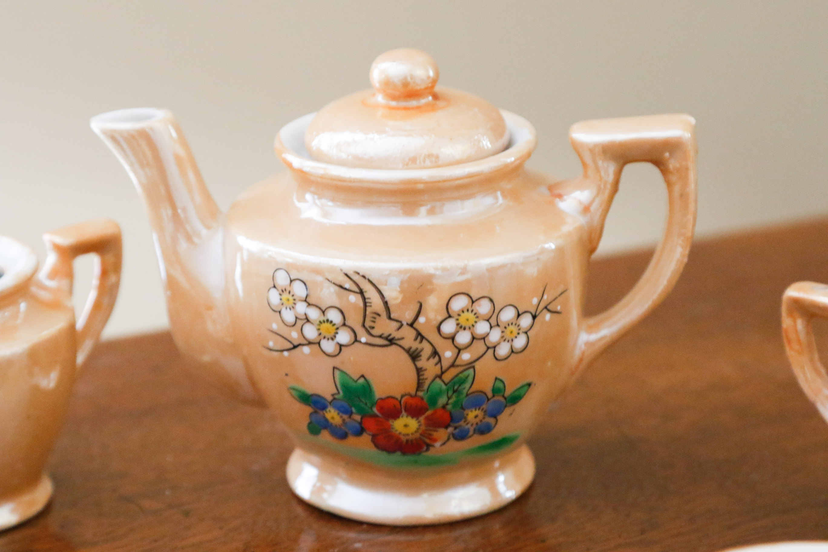 Occupied Japan Peach Lusterware Child's Tea Set