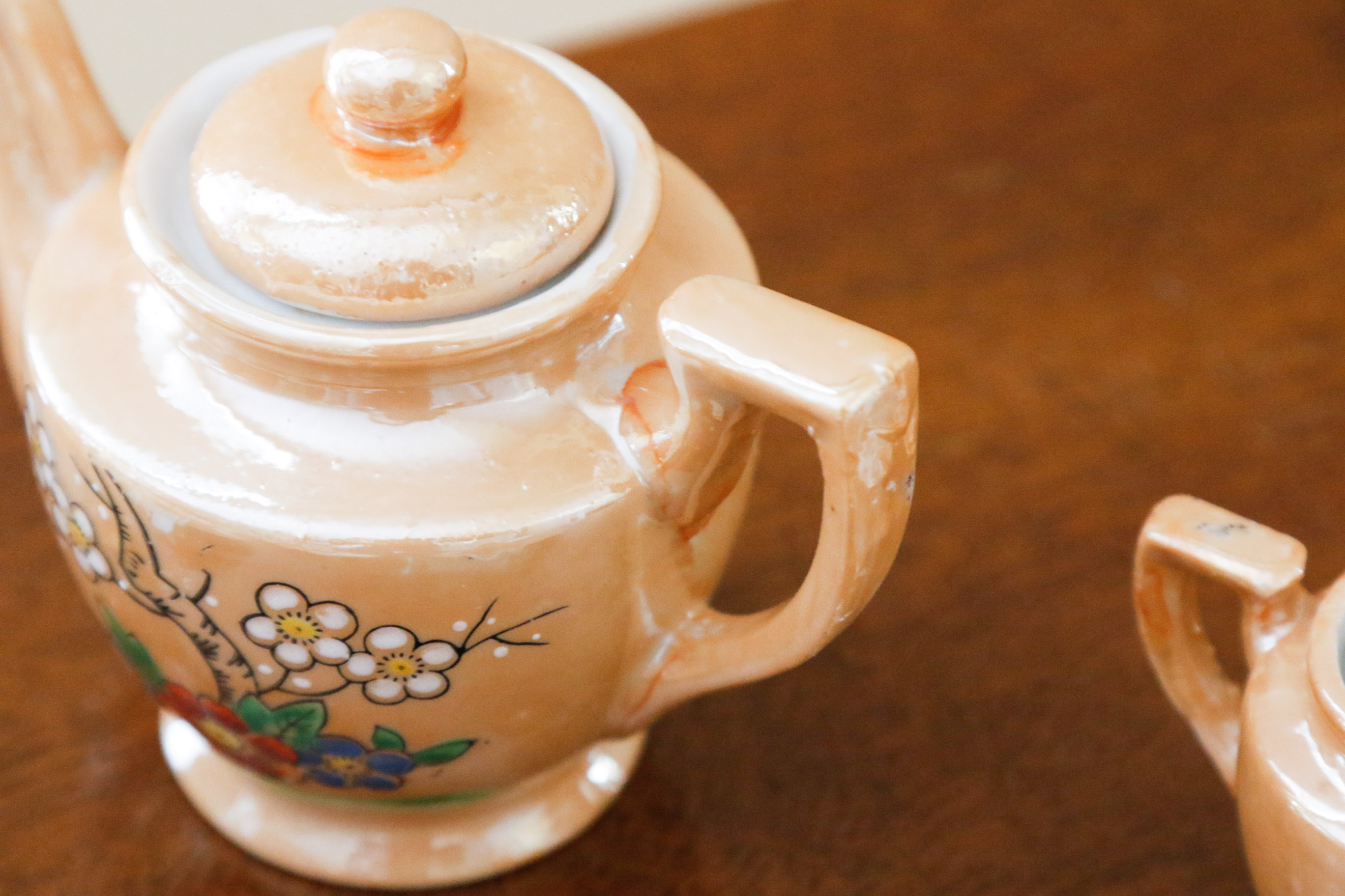 Occupied Japan Peach Lusterware Child's Tea Set