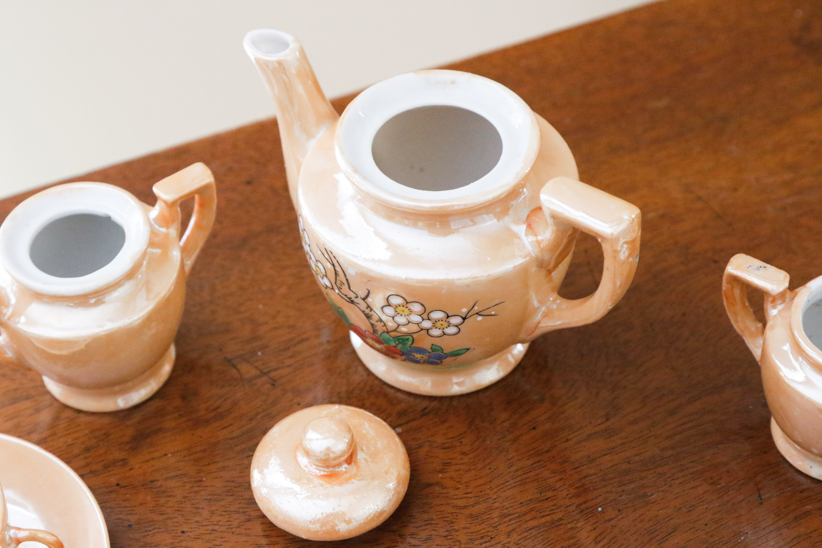 Occupied Japan Peach Lusterware Child's Tea Set