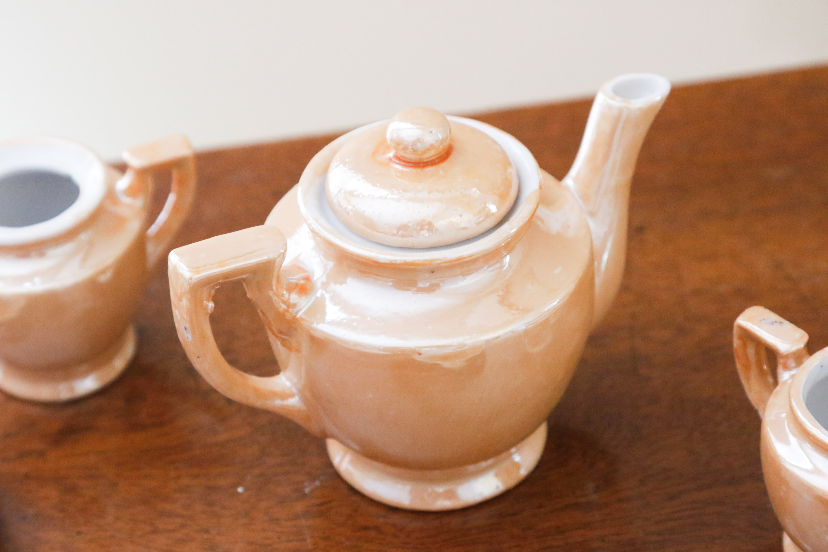 Occupied Japan Peach Lusterware Child's Tea Set