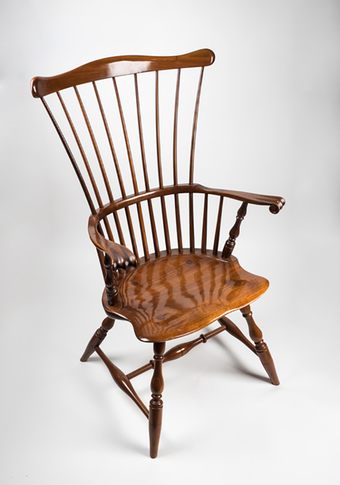 Hand Crafted Robert Treate Hogg Cherry Windsor Style Arm Chairs