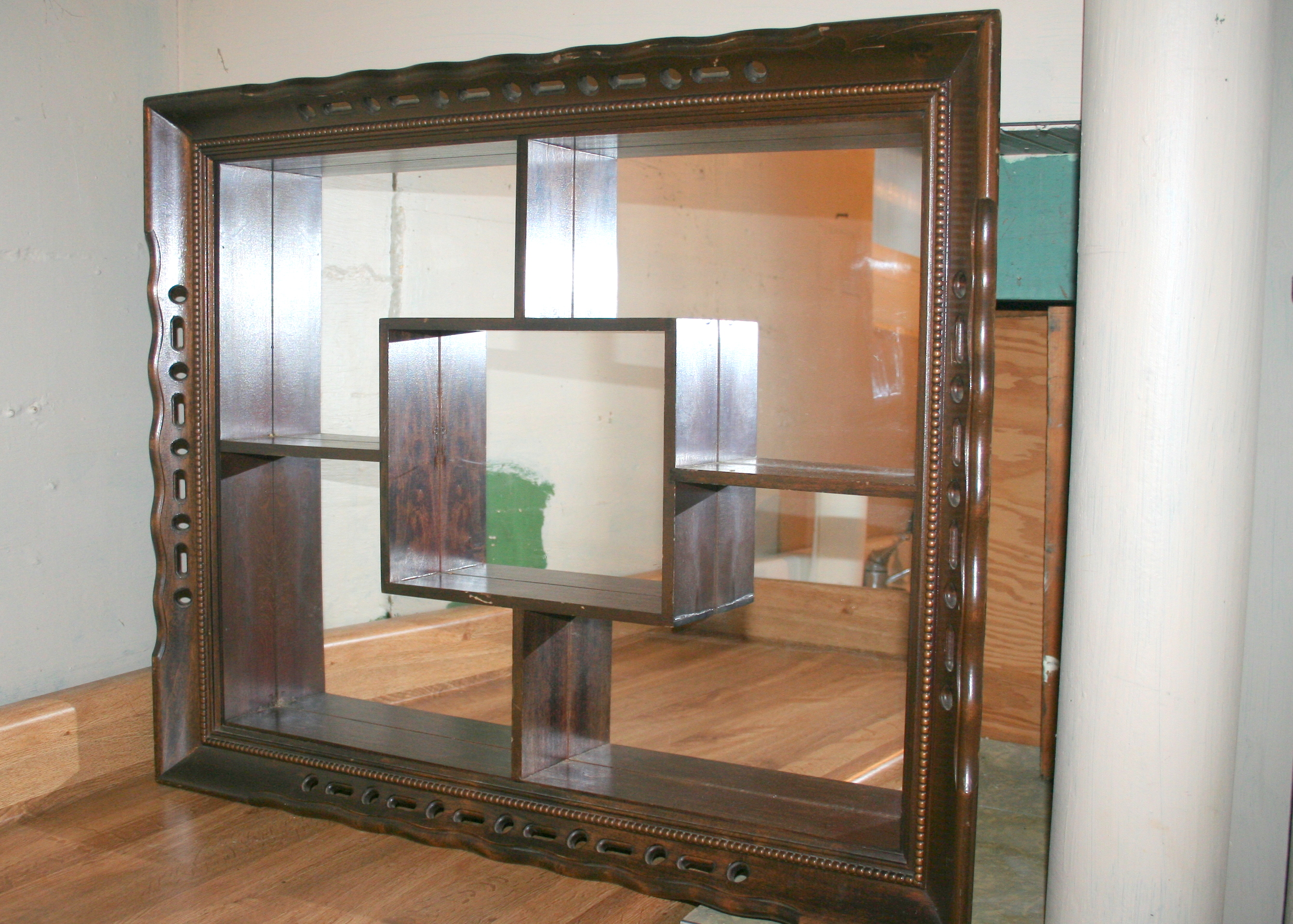 Wall-Mount Curio Shelf With Mirror Back