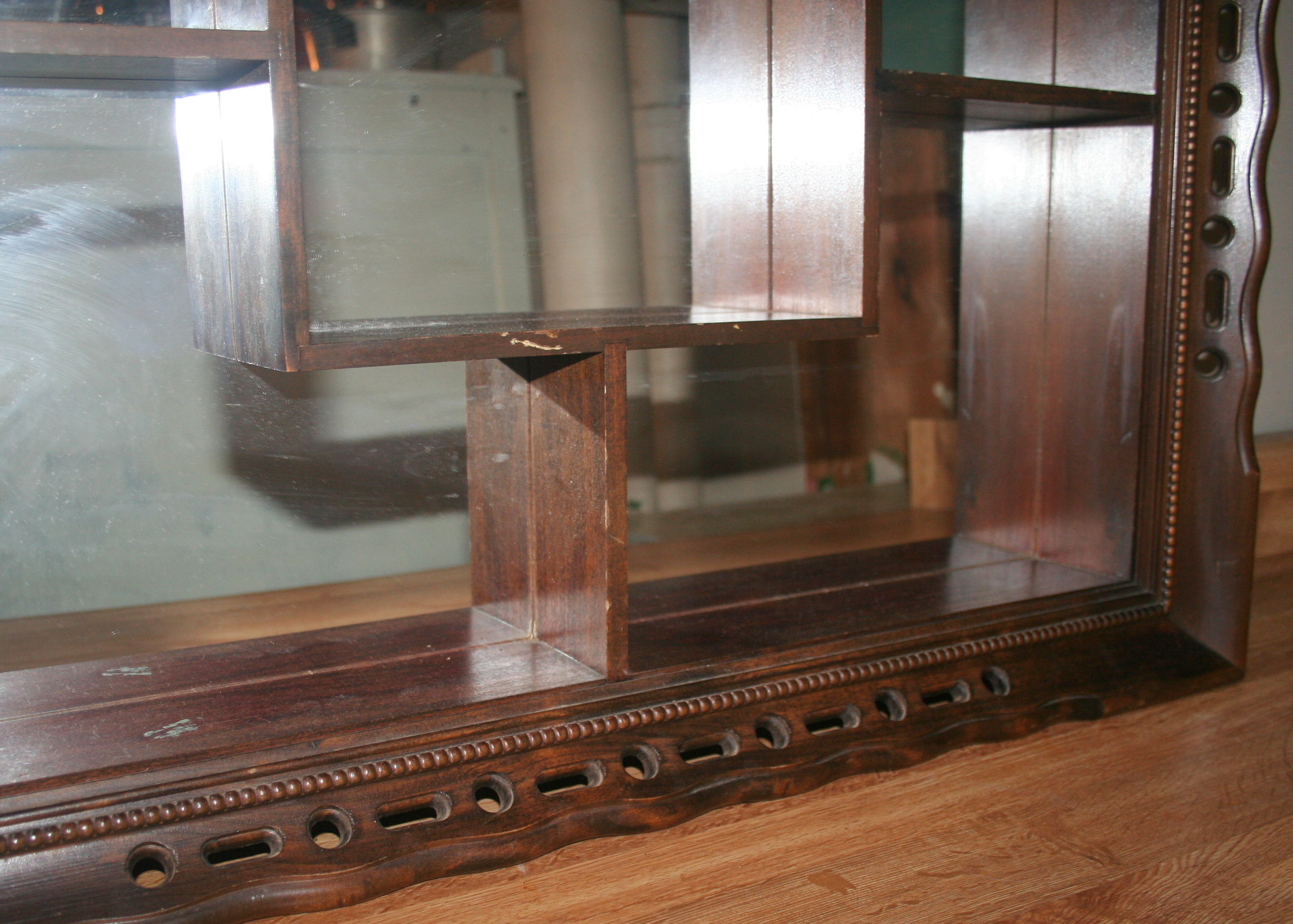 Wall-Mount Curio Shelf With Mirror Back