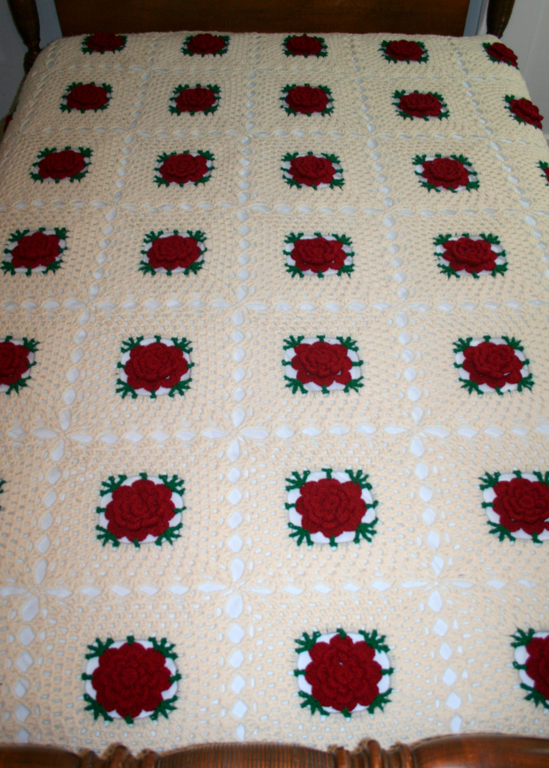 Hand-Crocheted Afghans in Floral Patterns