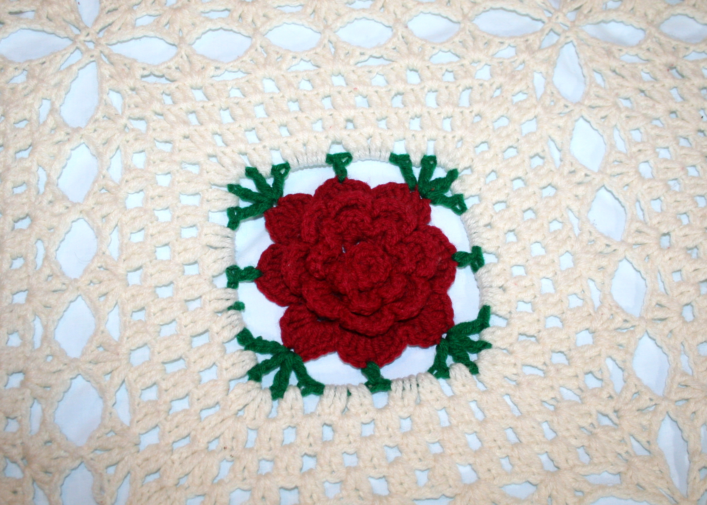 Hand-Crocheted Afghans in Floral Patterns