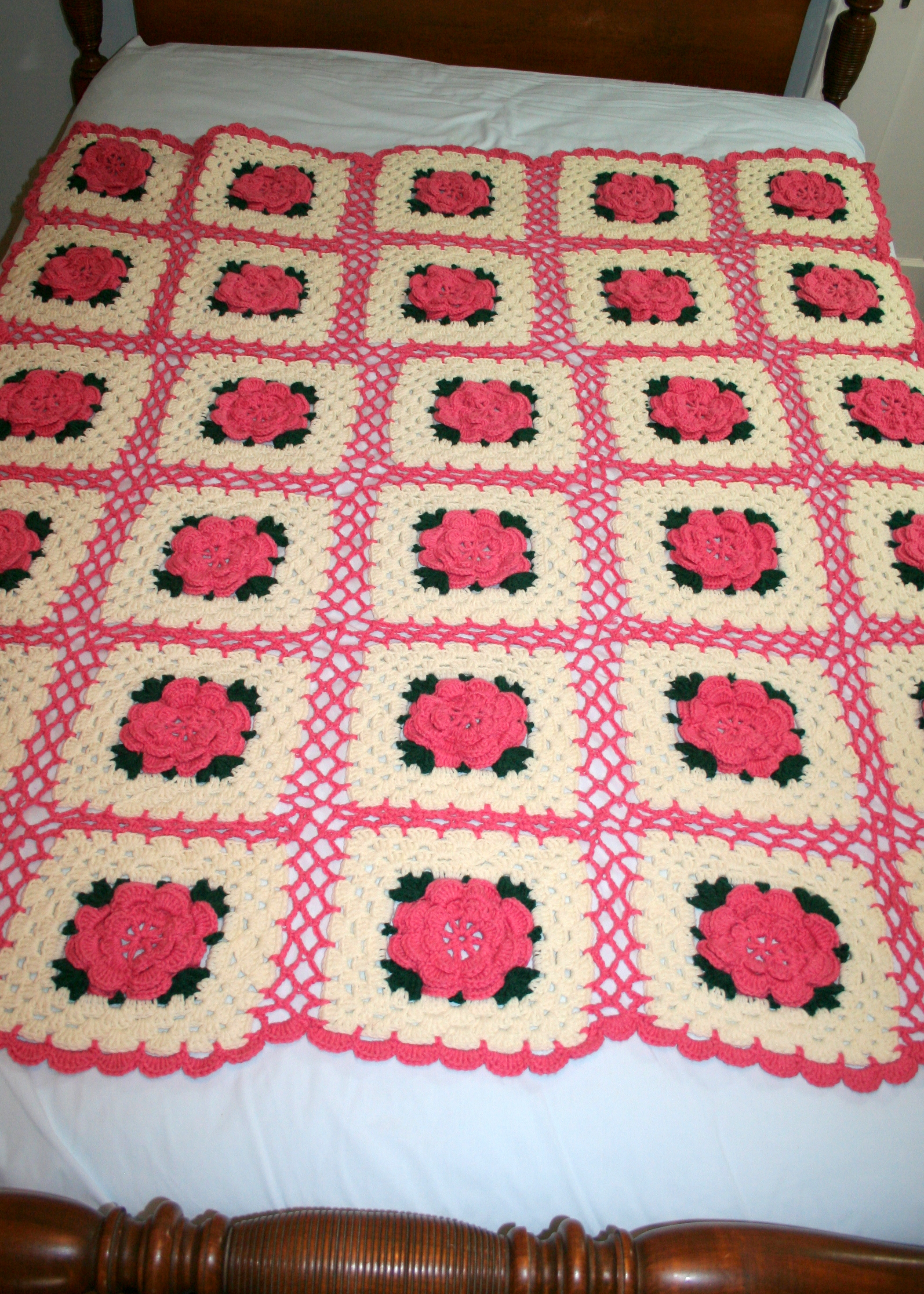 Hand-Crocheted Afghans in Floral Patterns
