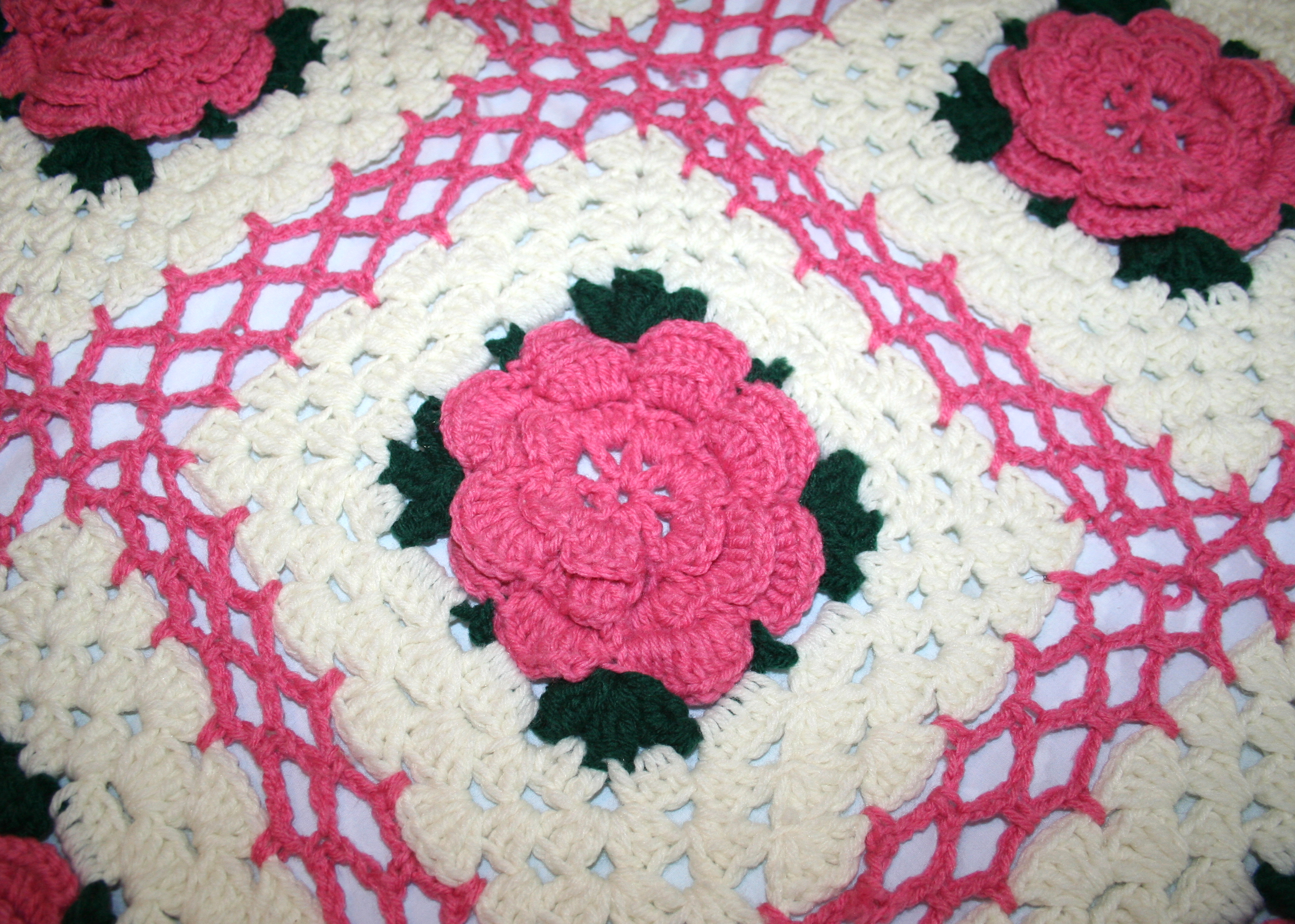 Hand-Crocheted Afghans in Floral Patterns