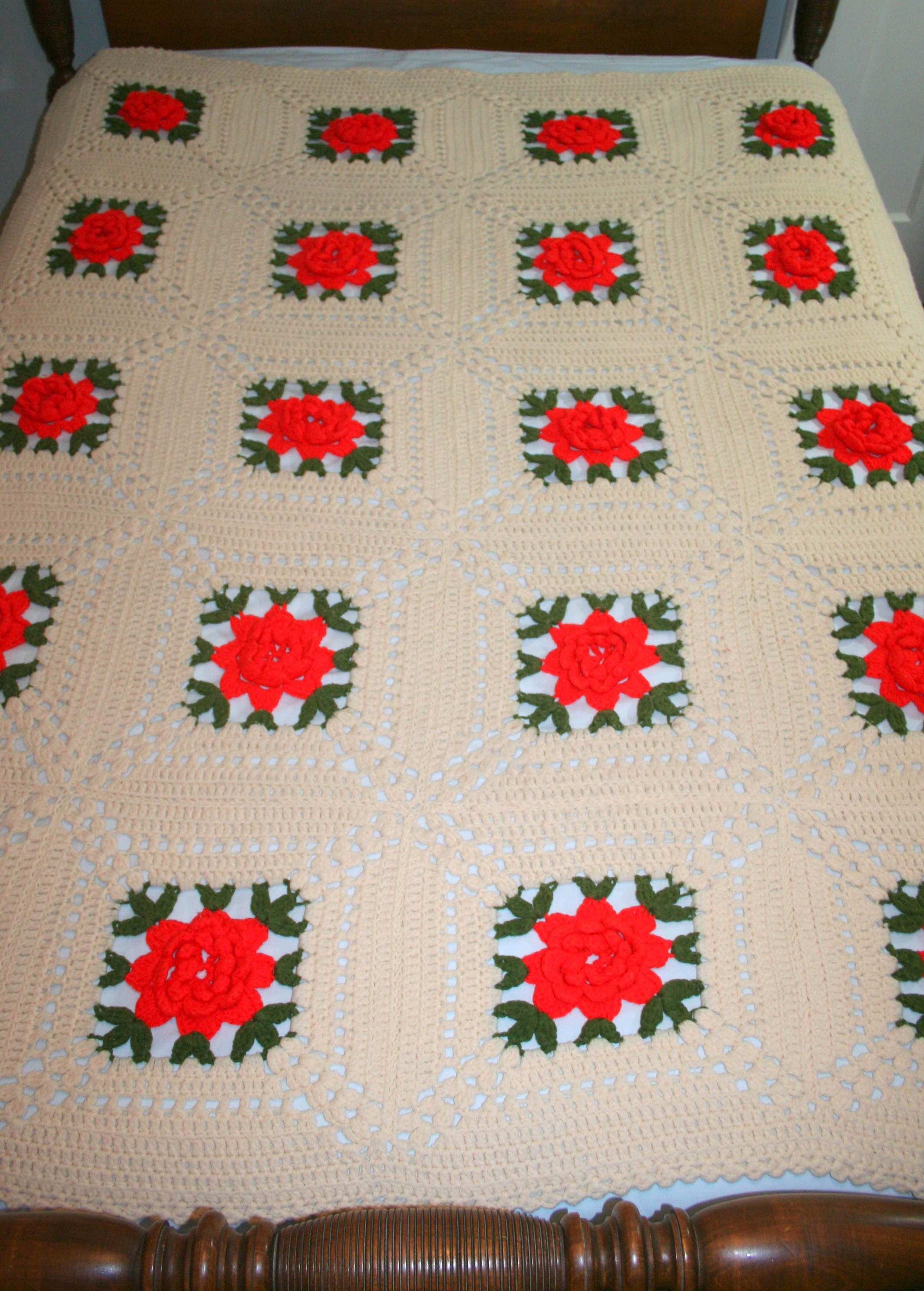 Hand-Crocheted Afghans in Floral Patterns