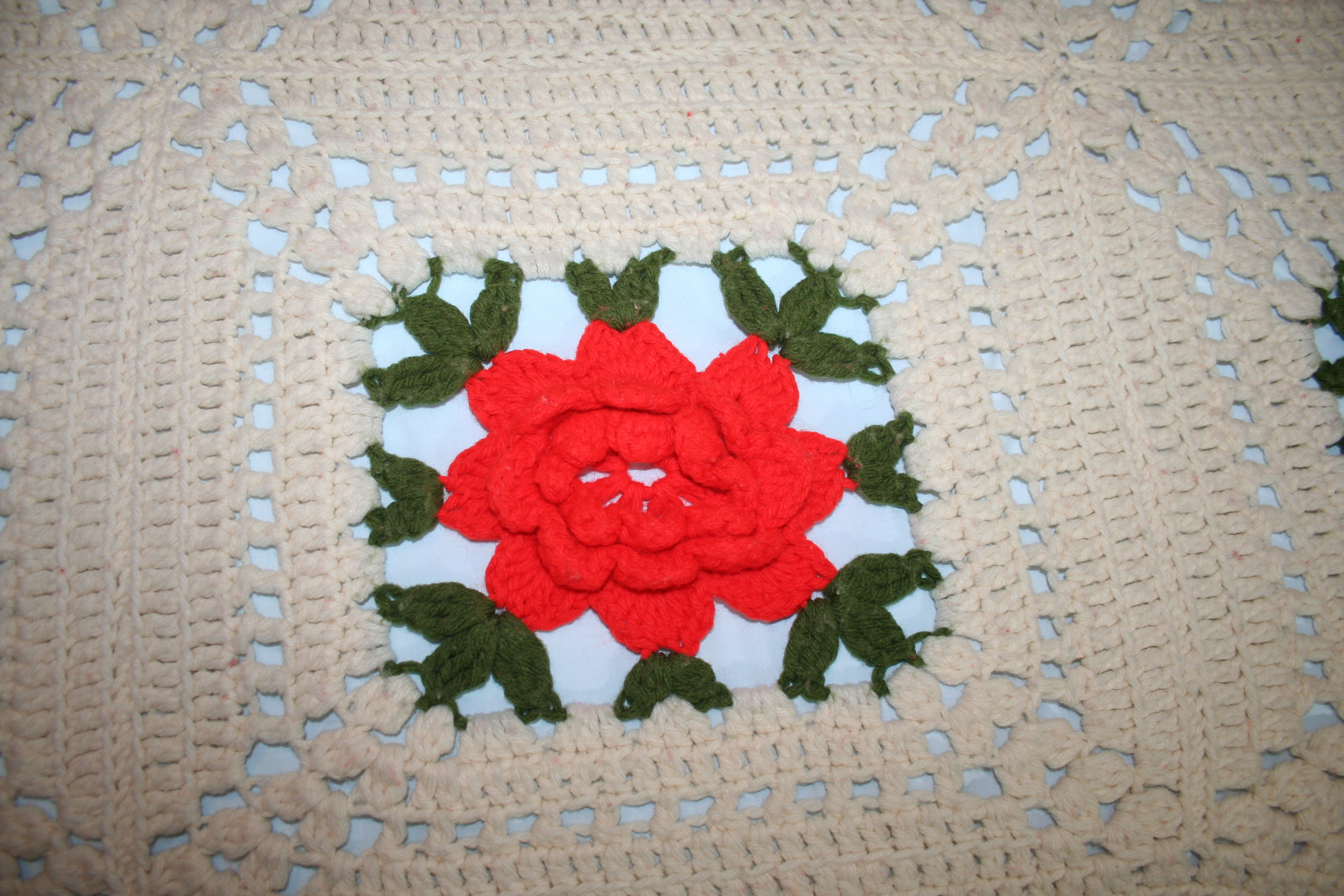 Hand-Crocheted Afghans in Floral Patterns