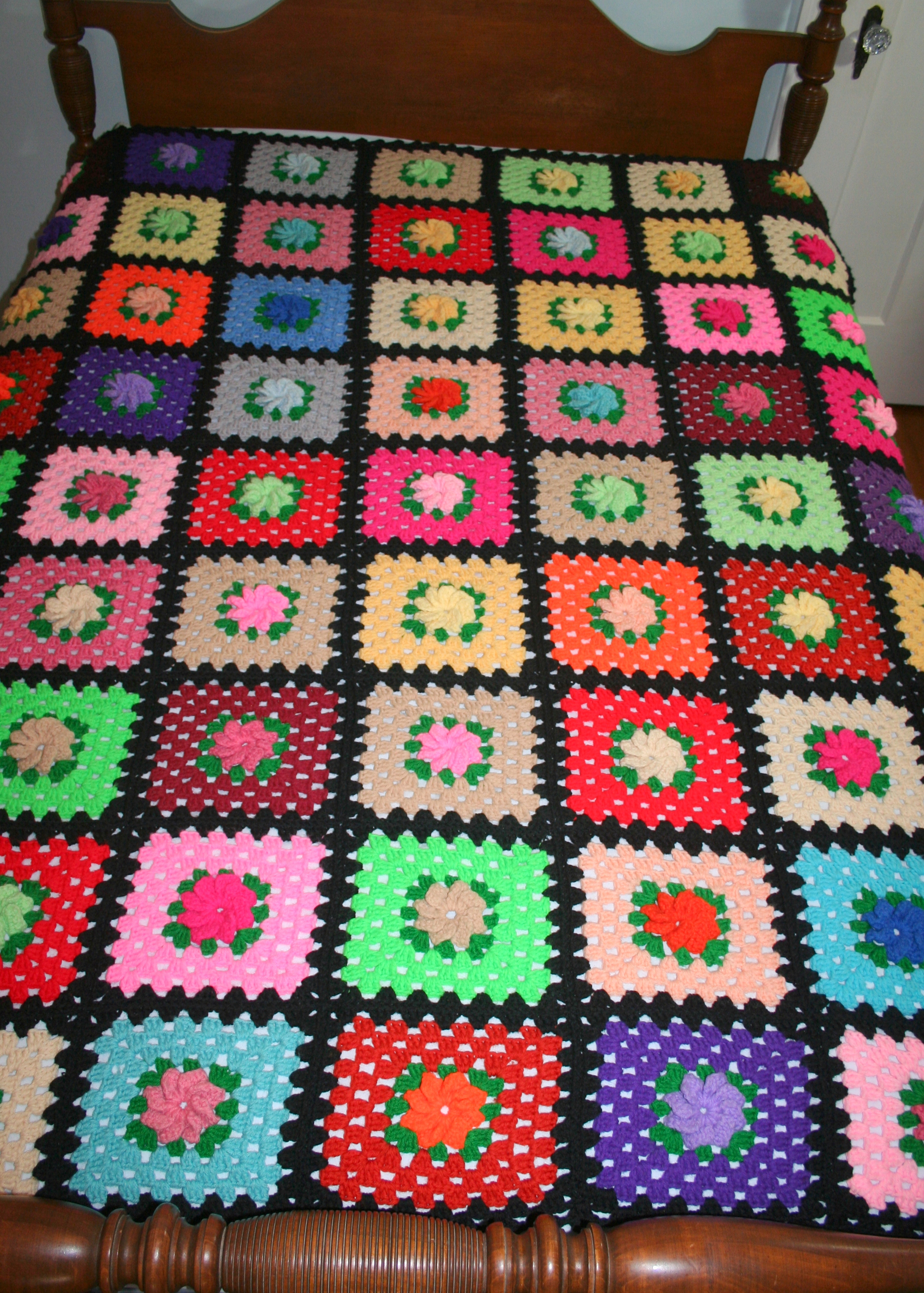 Hand-Crocheted Afghans in Floral Patterns