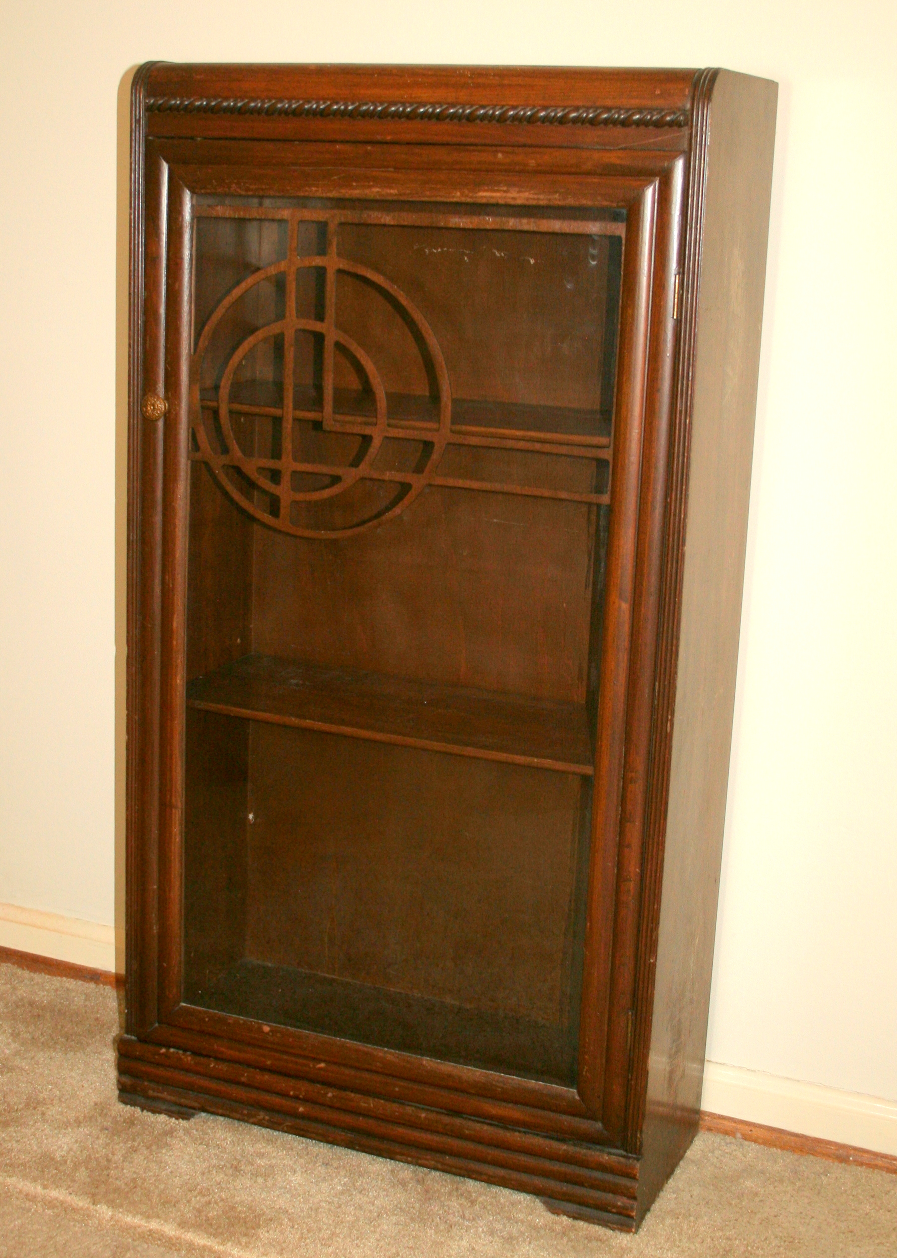 Vintage Art Deco Glass Front Bookcase