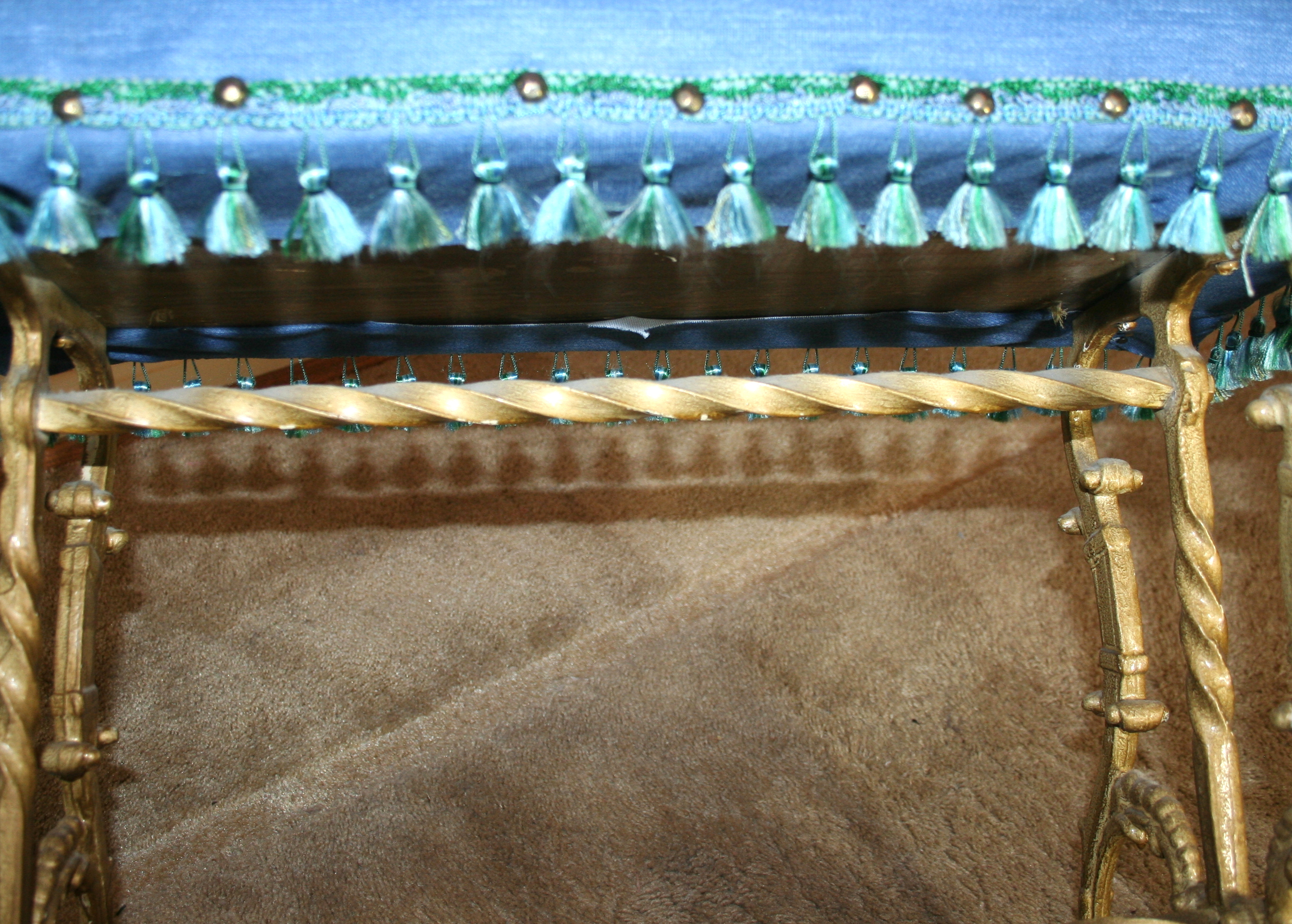 Antique Wrought Iron Bench With New Upholstery