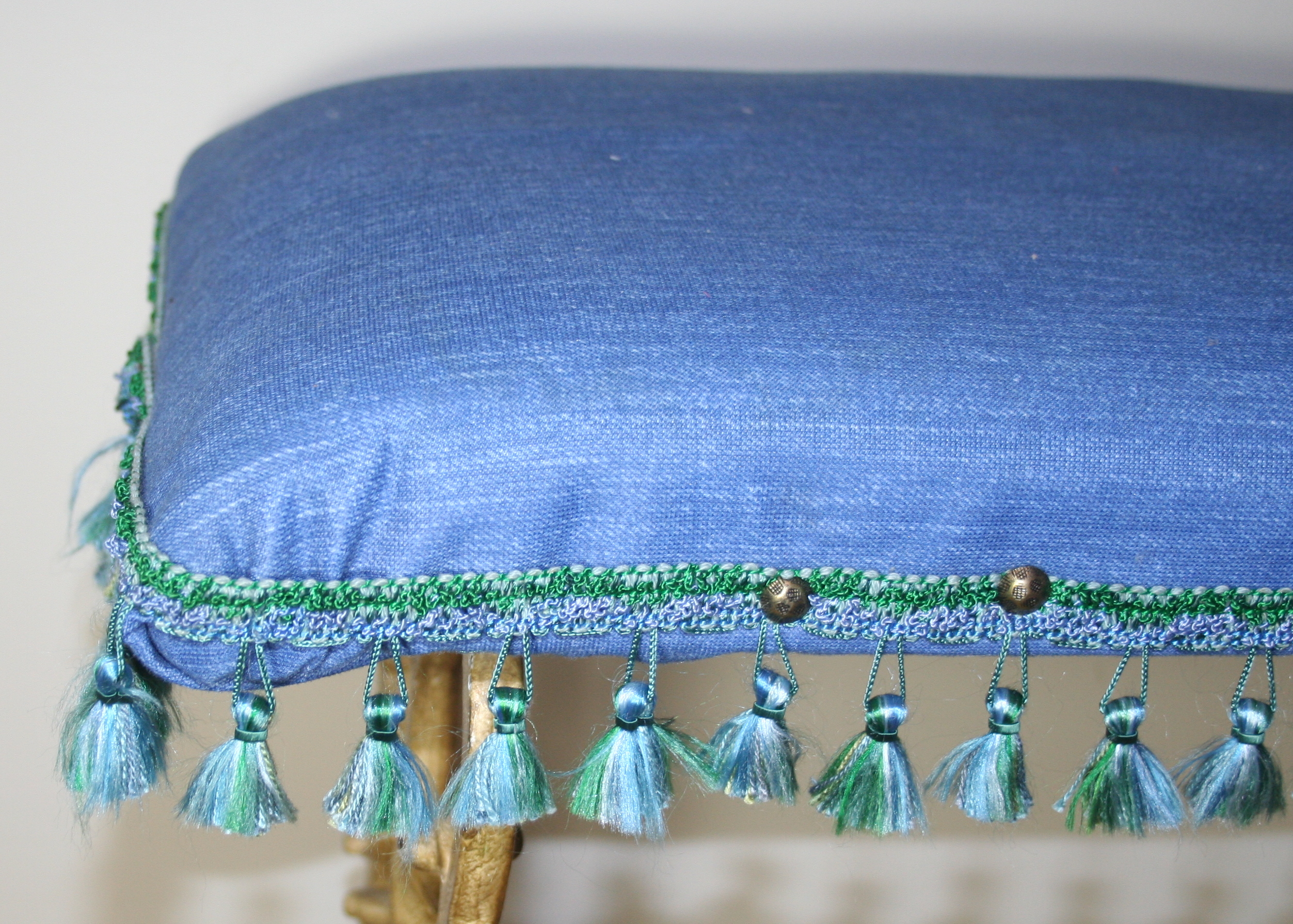 Antique Wrought Iron Bench With New Upholstery