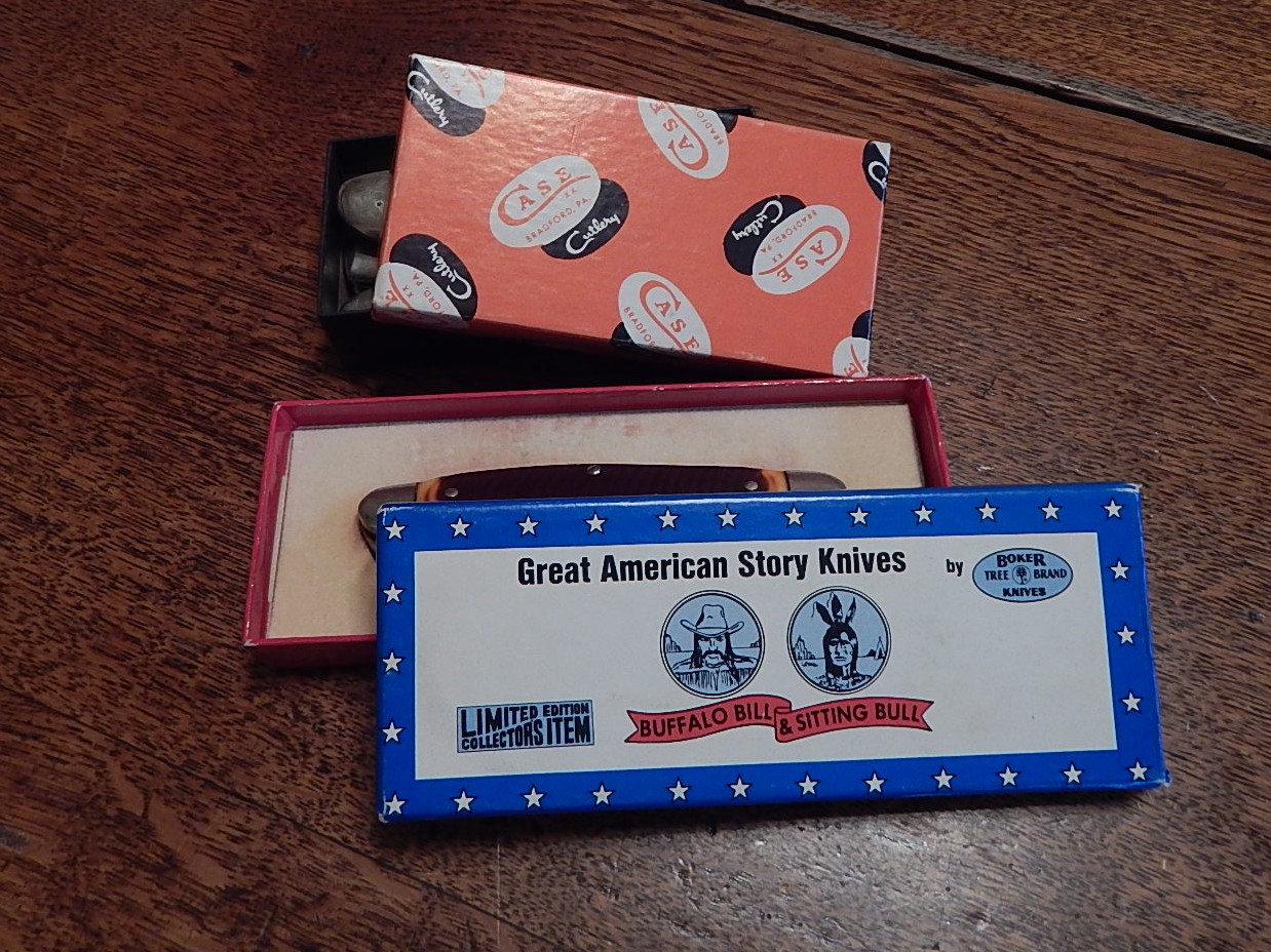 Four Case Brand Pocket Knives plus Boker 'Old Wild West'