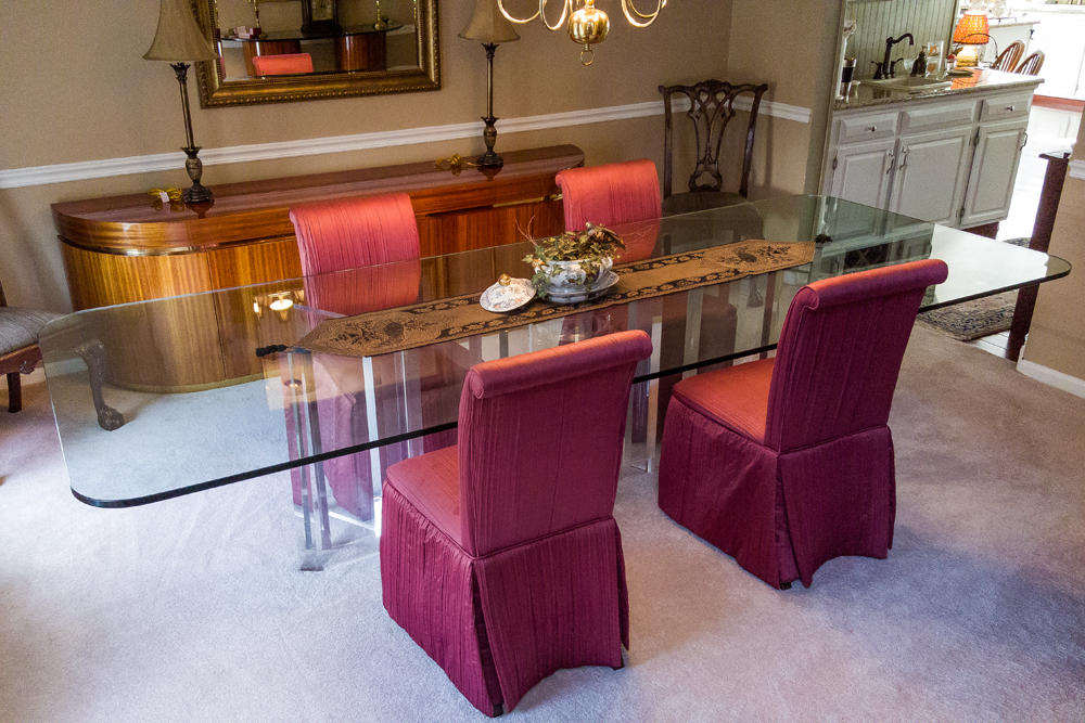 Jeffrey Bigelow Glass and Lucite Dining Room Table