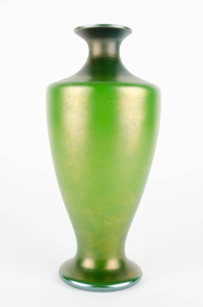 Signed Louis Comfort Tiffany Favrile Green Vase
