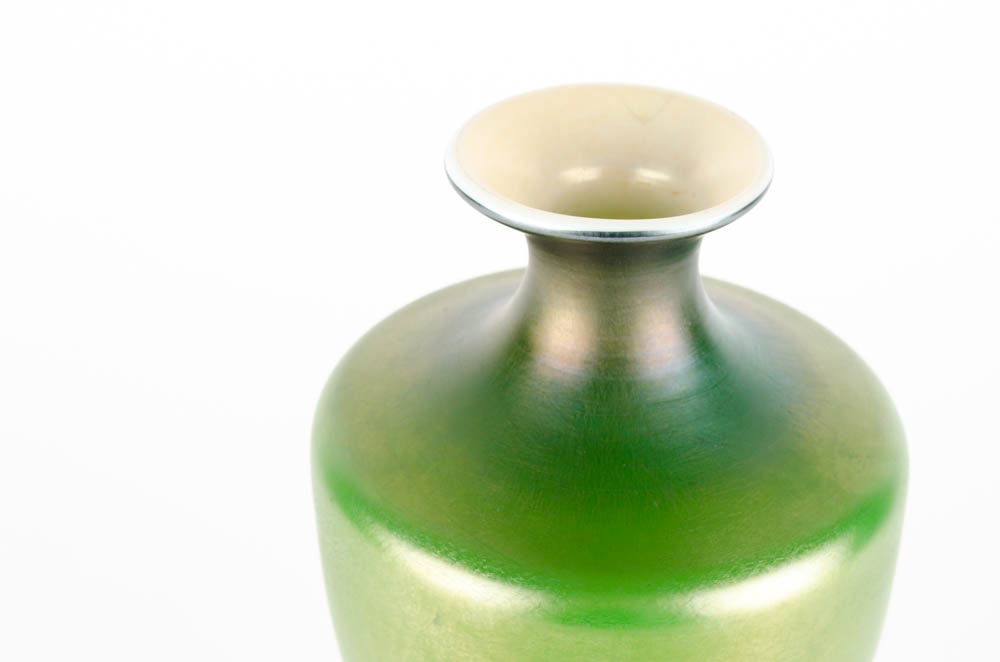 Signed Louis Comfort Tiffany Favrile Green Vase