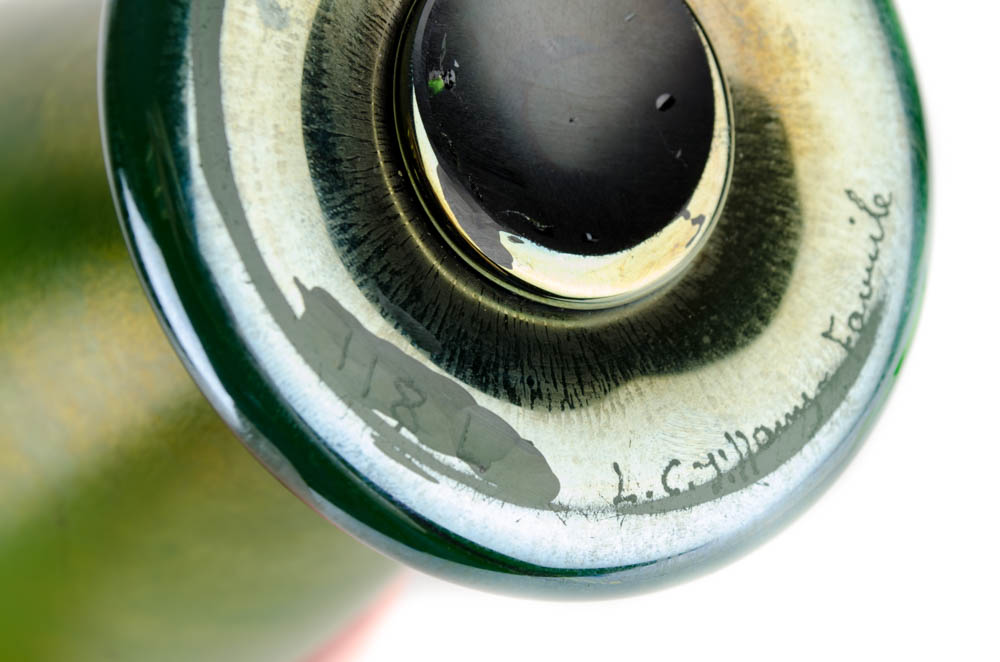 Signed Louis Comfort Tiffany Favrile Green Vase