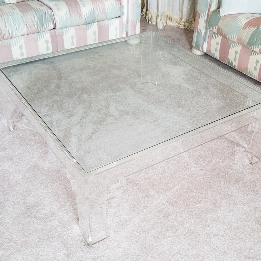 Jeffrey Bigelow Glass and Lucite Coffee Table