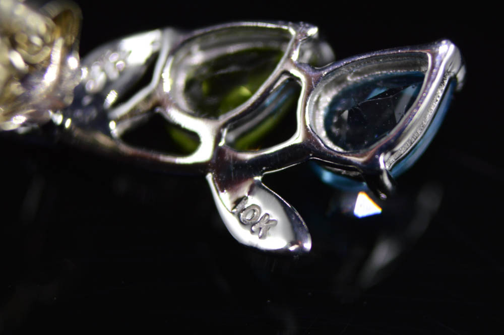 10K White Gold Peridot and Blue Topaz Earrings