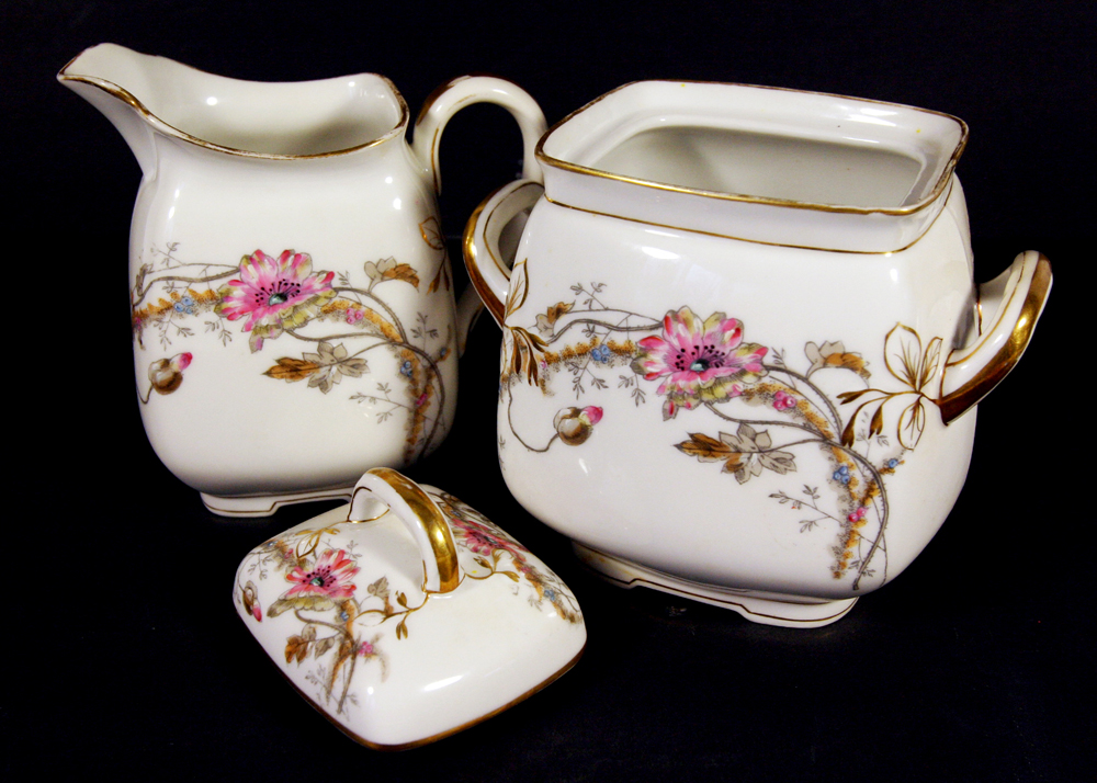 Hand-Painted Depose Porcelain Pitcher and Container