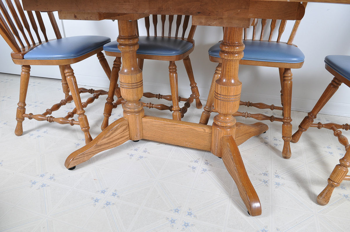 Oak Tiled Dining Table and Chairs