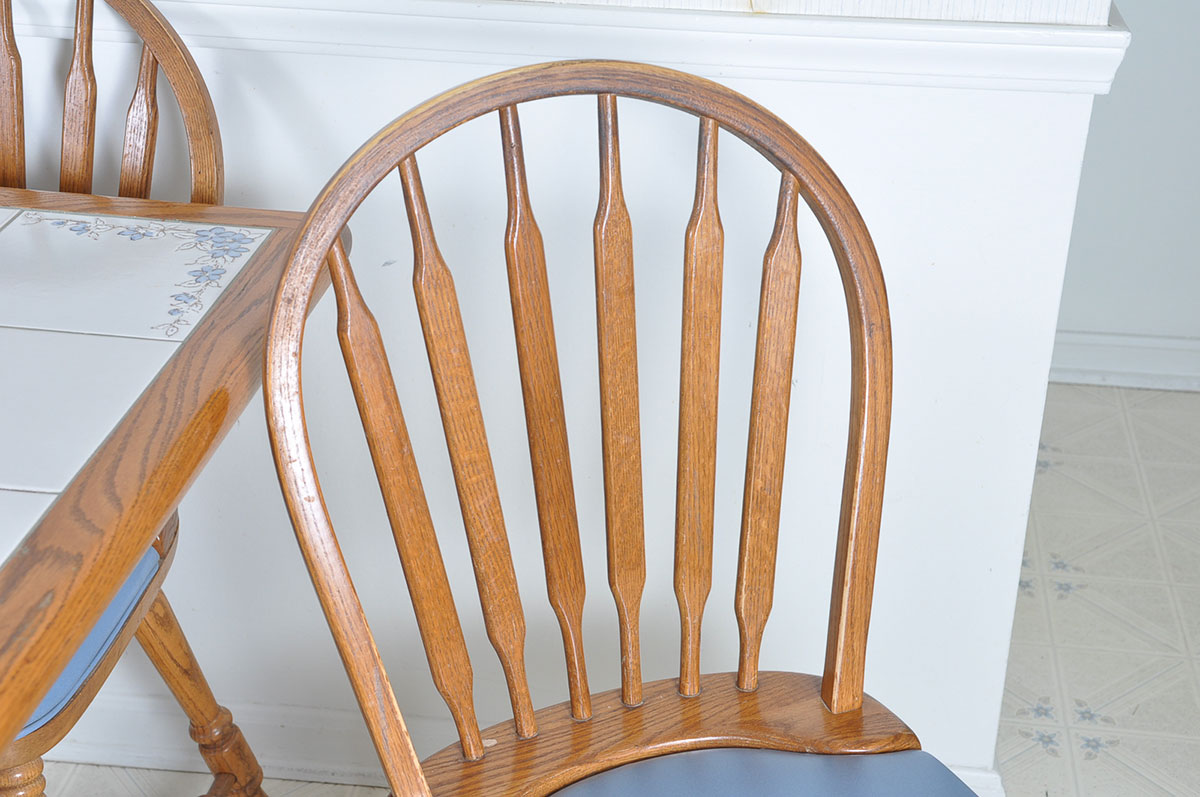 Oak Tiled Dining Table and Chairs