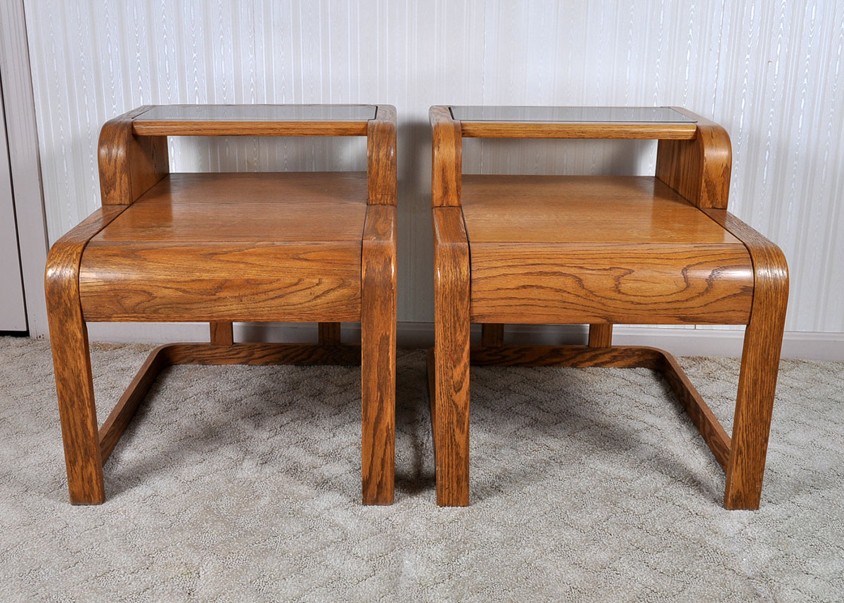 Pair of 80s Traditional Oak Side Tables