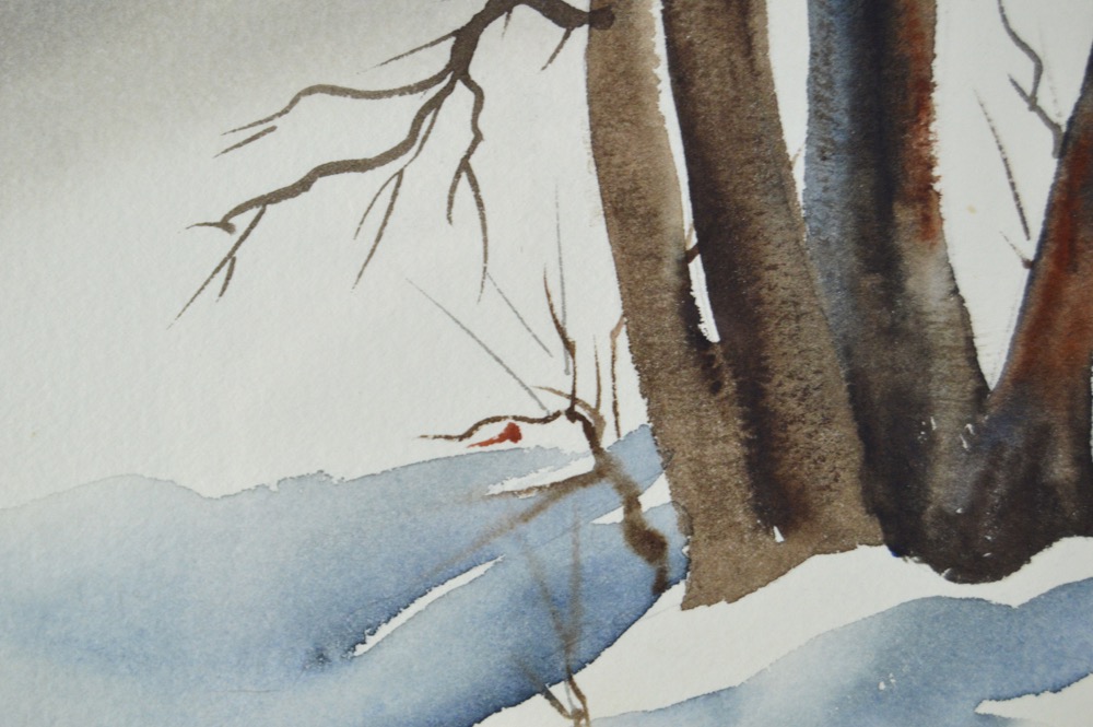 Pair of Margo Adams Original Watercolor Matted Paintings