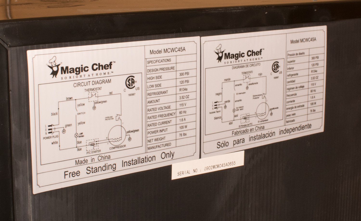 Magic Chef 45 Bottle Wine Cooler