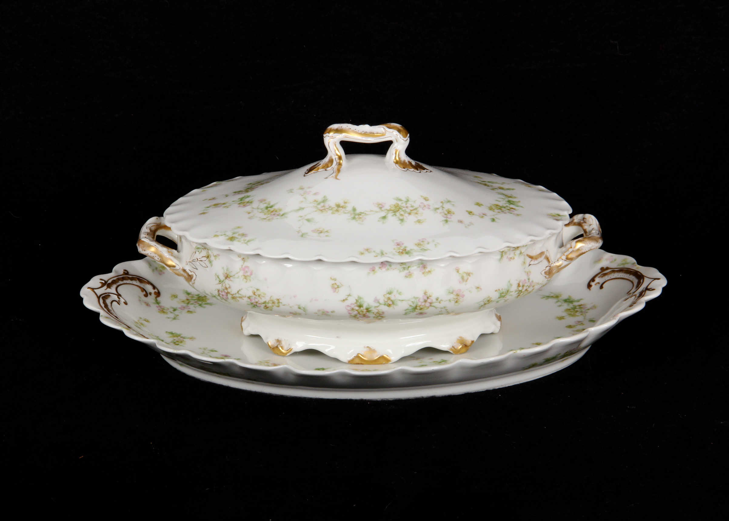 Antique Haviland and Co. Limoges Porcelain Platter and Covered Vegetable Dish