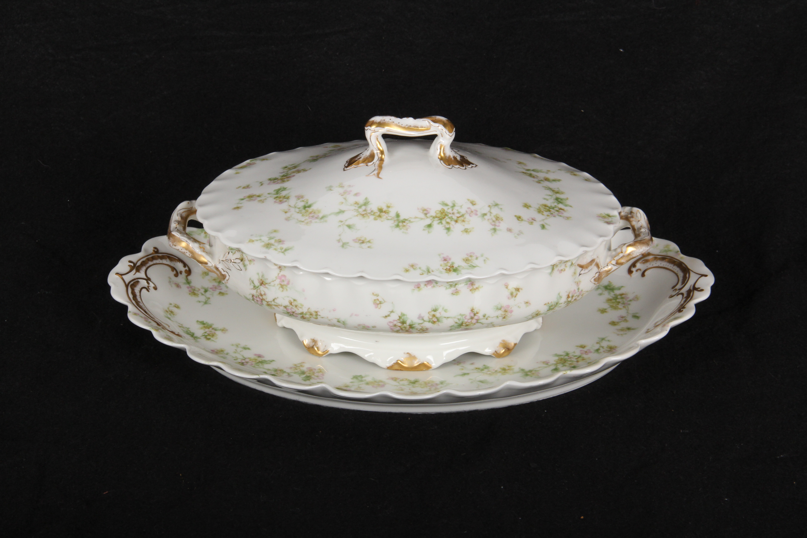 Antique Haviland and Co. Limoges Porcelain Platter and Covered Vegetable Dish