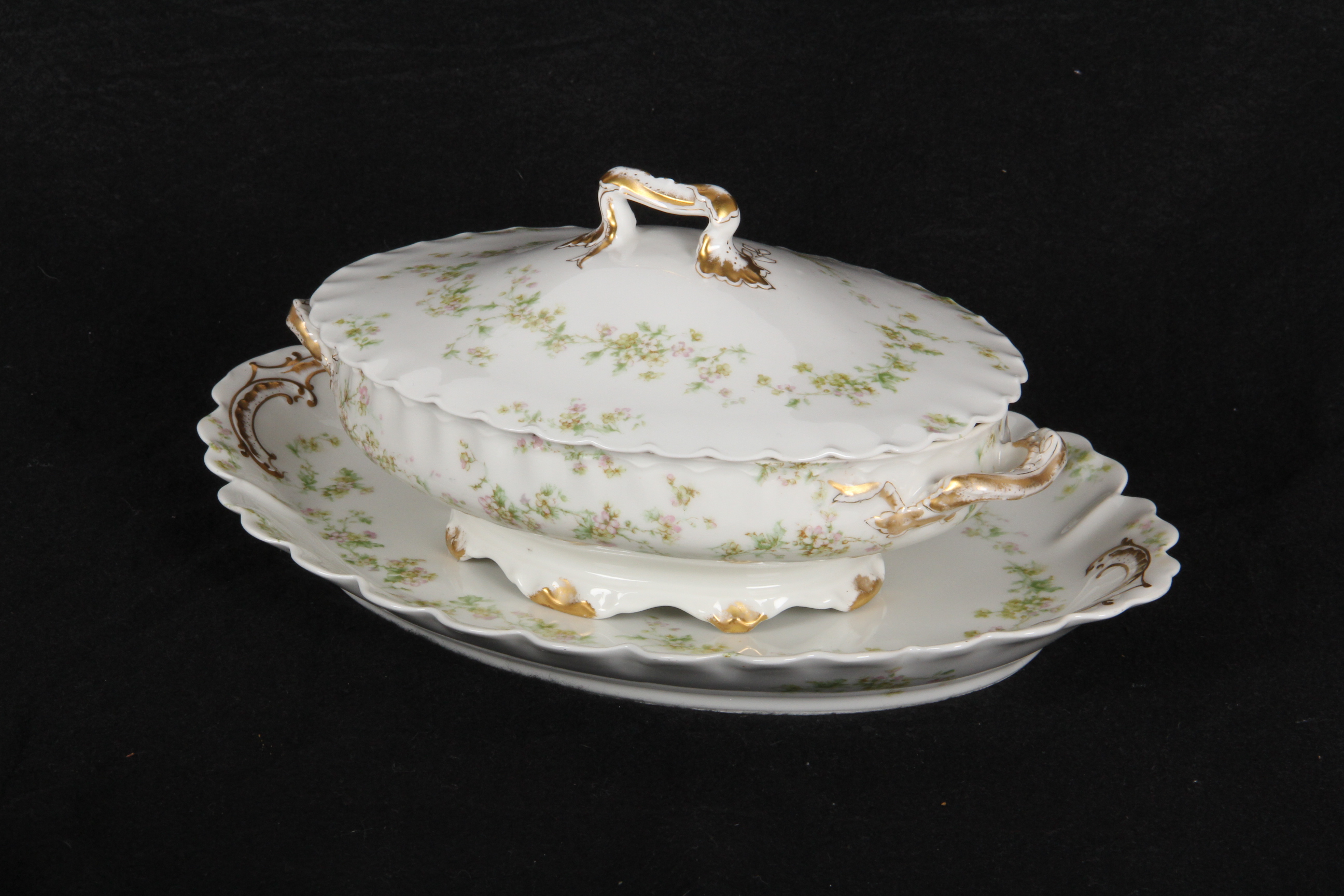 Antique Haviland and Co. Limoges Porcelain Platter and Covered Vegetable Dish