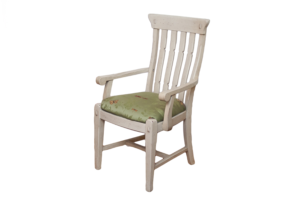 Distressed Slat Back Arm Chairs