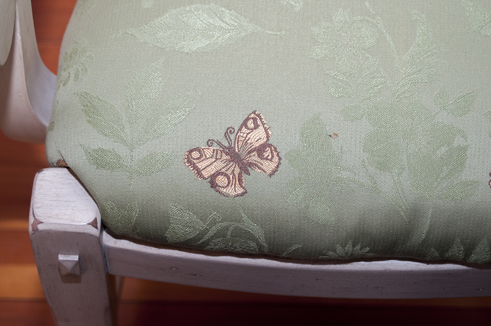 Distressed Slat Back Arm Chairs