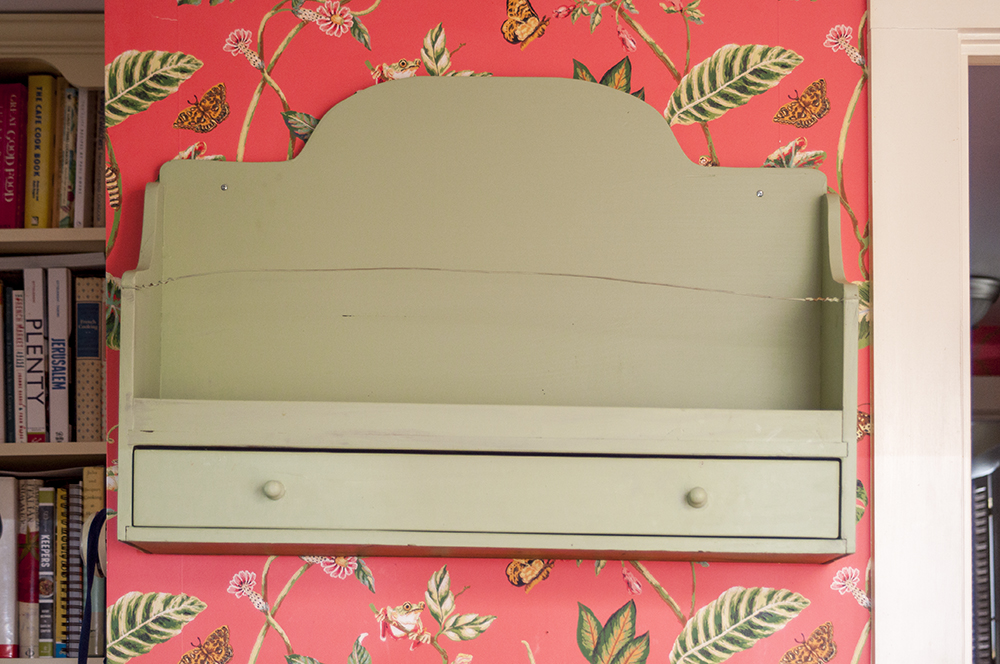 Vintage Wood Painted Wall Shelf