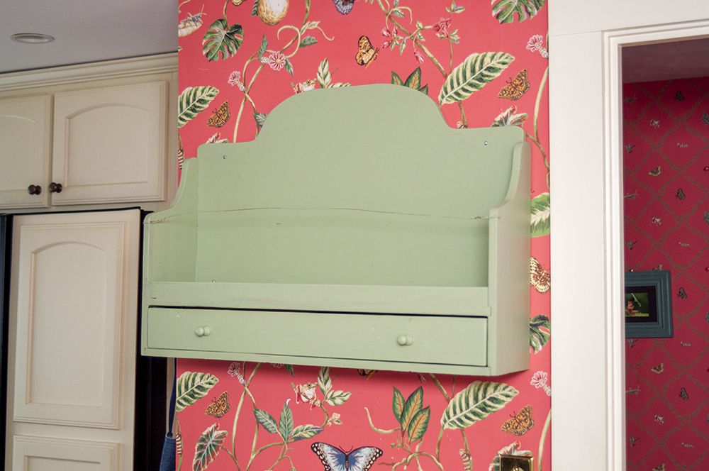 Vintage Wood Painted Wall Shelf