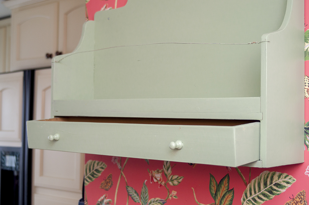 Vintage Wood Painted Wall Shelf