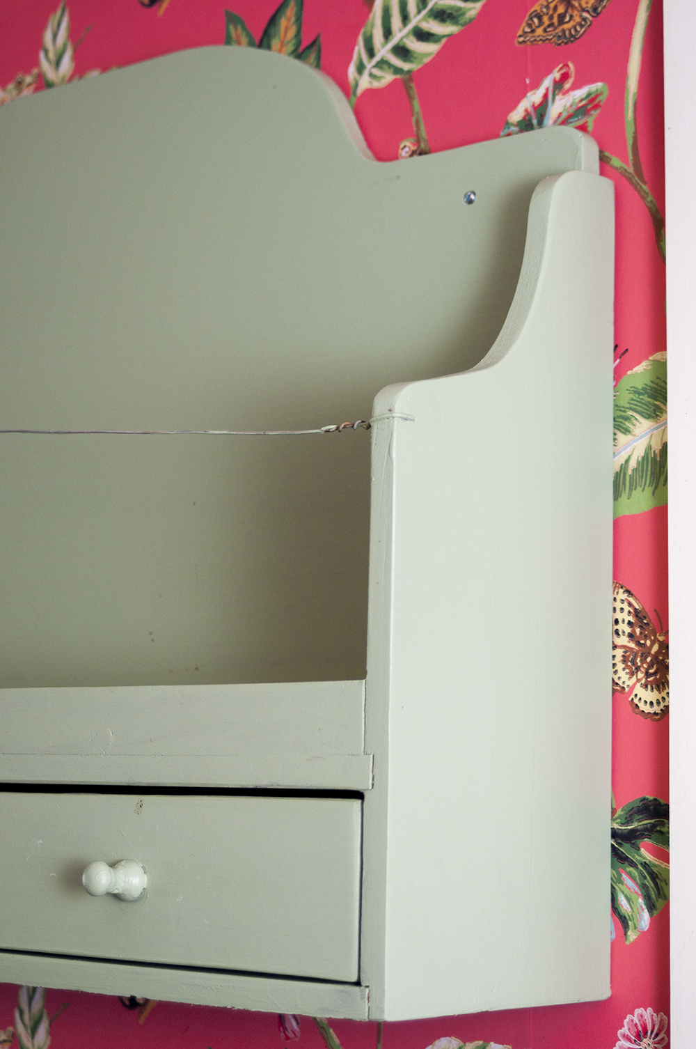 Vintage Wood Painted Wall Shelf