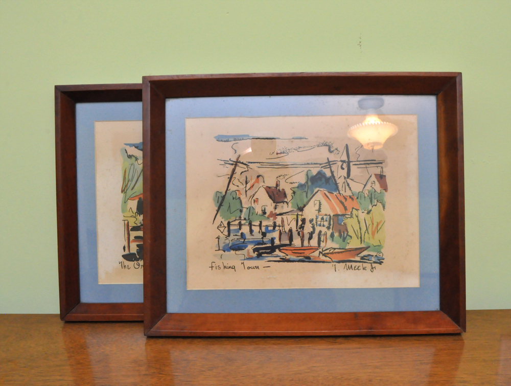 Framed Original Watercolors by Thomas Meek Jr.