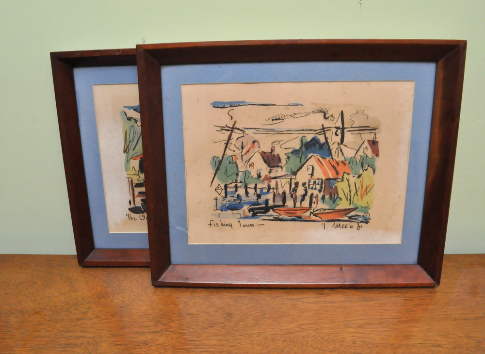 Framed Original Watercolors by Thomas Meek Jr.