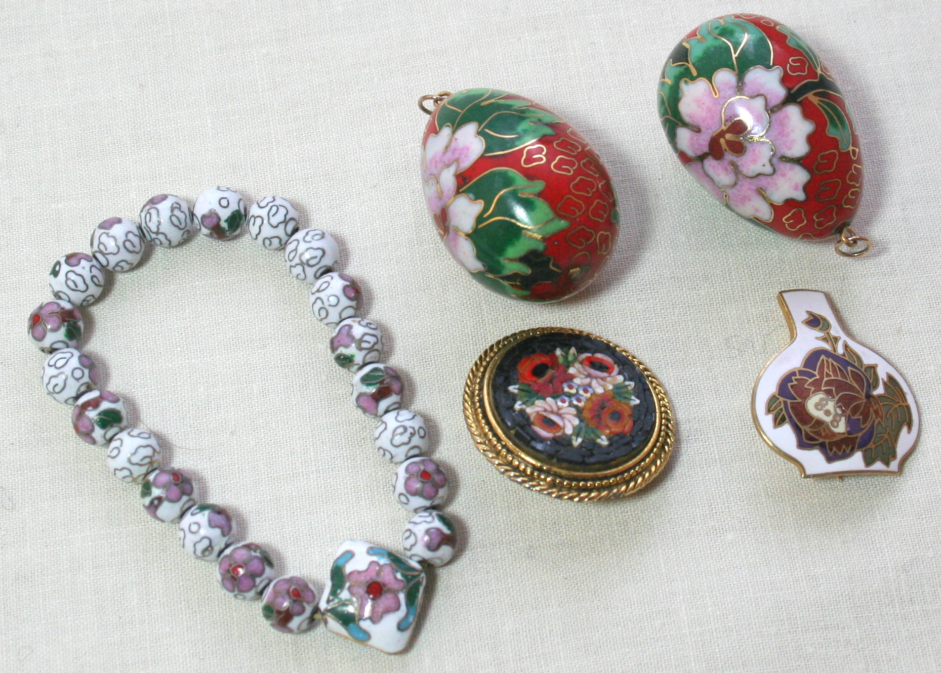 Gold Tone and Cloisonne Costume Jewelry