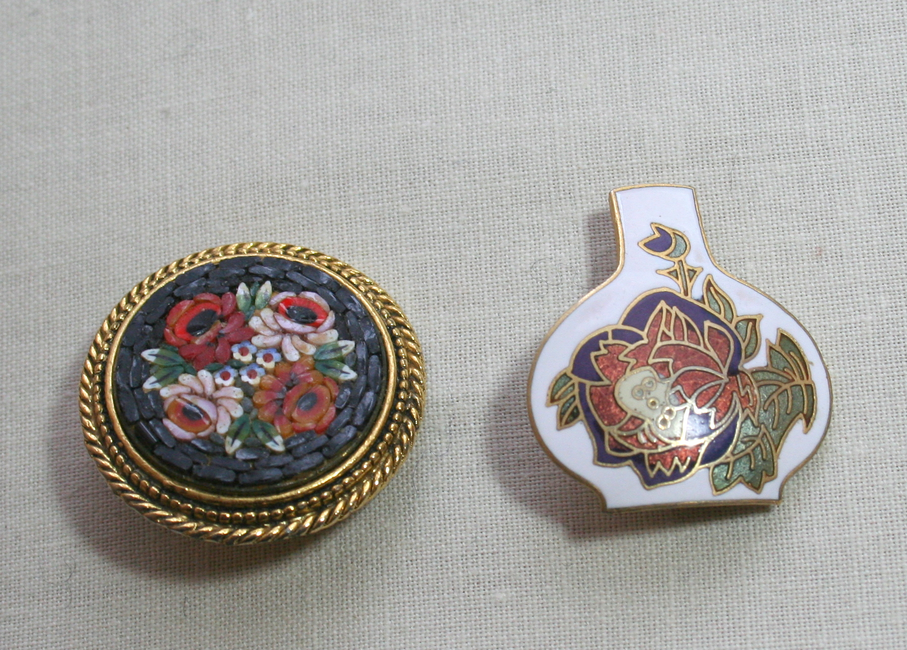 Gold Tone and Cloisonne Costume Jewelry