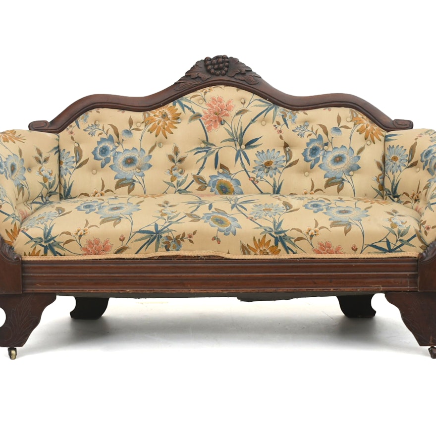 1860 Victorian Carved Settee